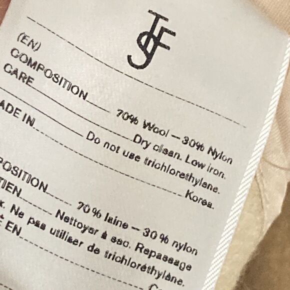 The Frankie Shop‎ Pants Womens Large Layton Boiled Wool Suit Pant Pleated Beige - Picture 12 of 13